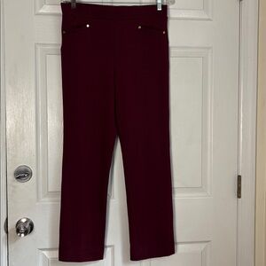 Jones Studio burgundy wine pull on stretchy dress pants size Medium work career